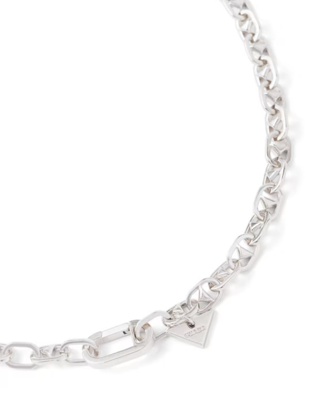 PRADA Triangle Charm Chain Silver Brass Necklace With Clasp - Picture 3 of 13
